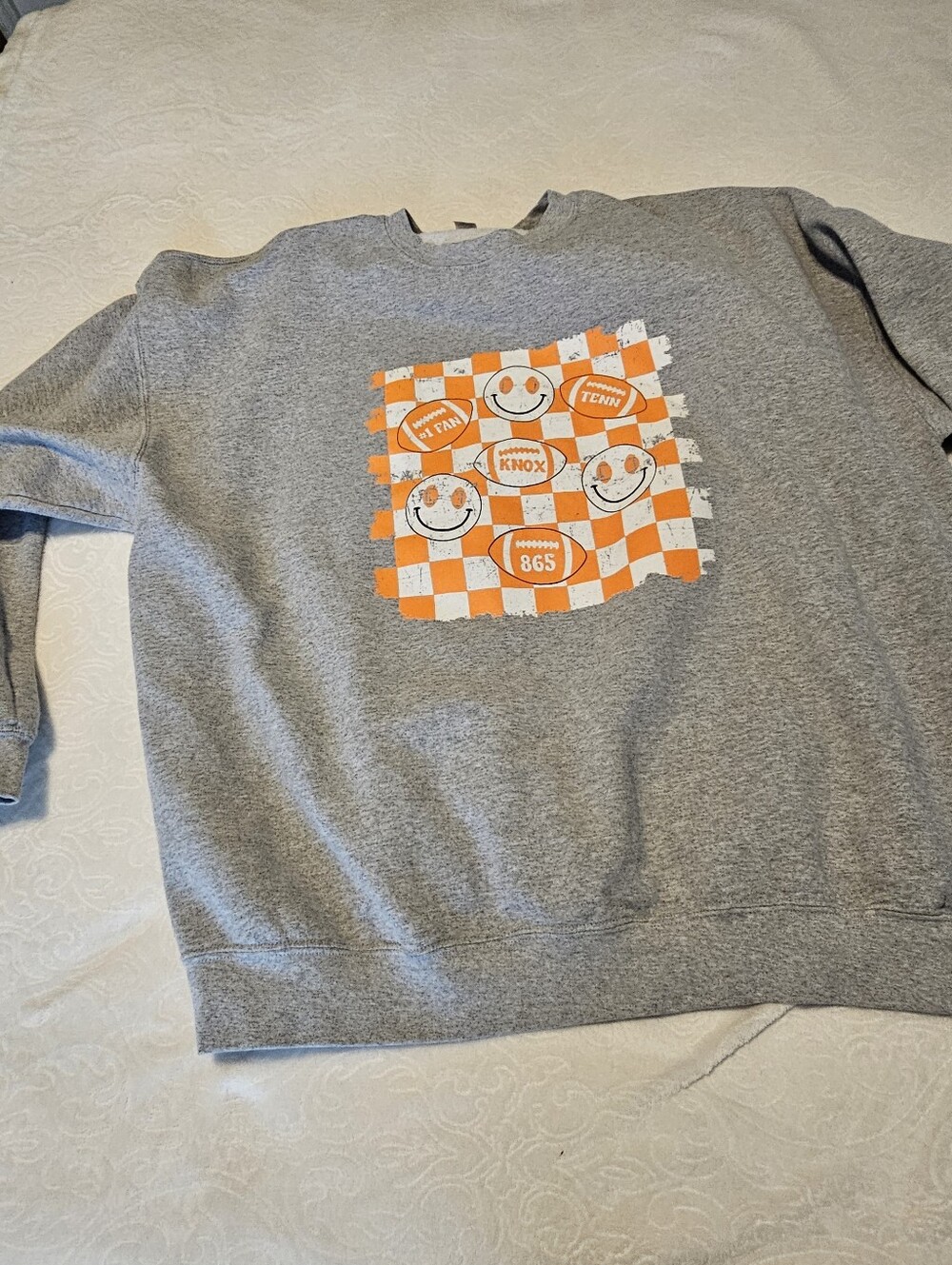 Tenn Football Sweatshirt 3XL Gray Orange Checkerboard Smileys KNOX 865 Gildan